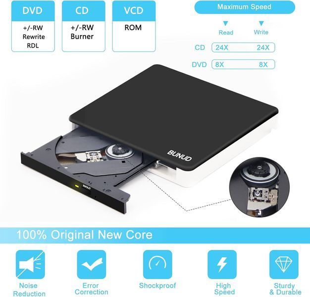 Зовнішній CD/DVD привід BUNUD USB 3.0 та Type-C