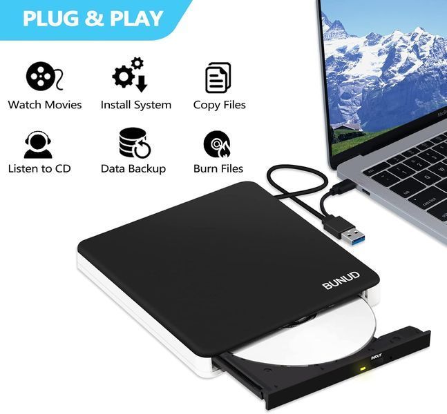 Зовнішній CD/DVD привід BUNUD USB 3.0 та Type-C
