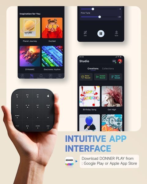 Портативний грувбокс із лупером та синтезатором Donner MEDO Smart Groove MIDI