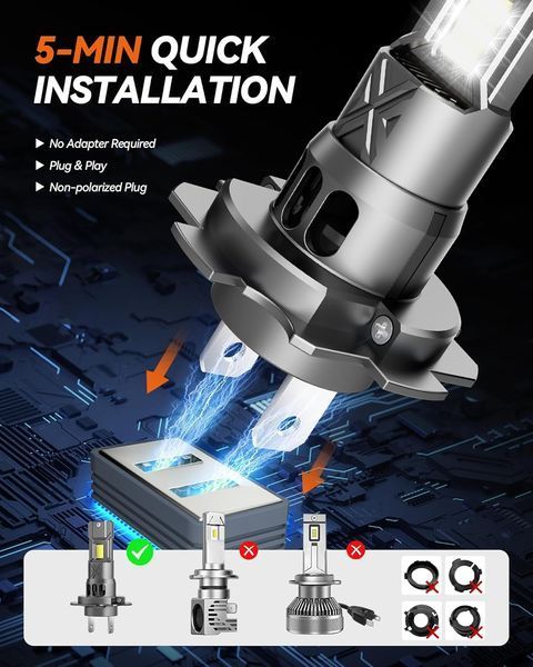 Светодиодная лампа AGPTEK H7 100 Вт 24000 LM 6000K (упаковка из 2 шт.)