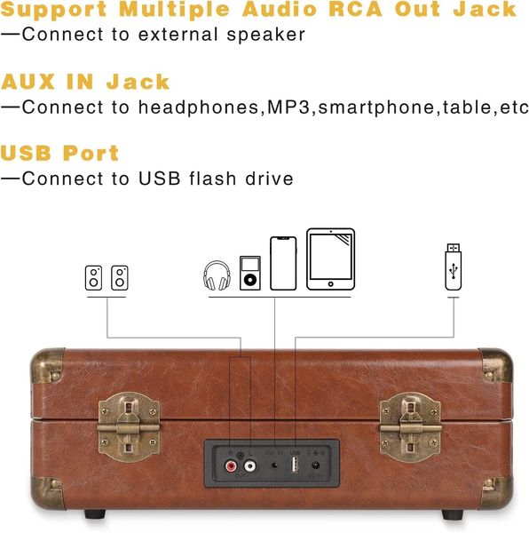 Виниловый проигрыватель VOKSUN c260 с Bluetooth, USB, Aux фото