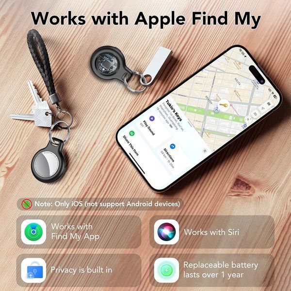 Bluetooth-трекери Tukio для пошуку речей із підтримкою Apple Find My, IP67, 4 шт