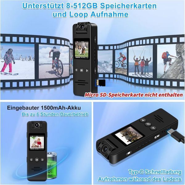Компактна натільна камера 4K з датчиком руху та об'єктивом 180&deg;