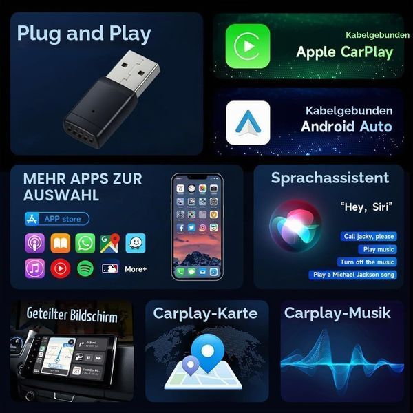 Беспроводной автомобильный адаптер CarPlay