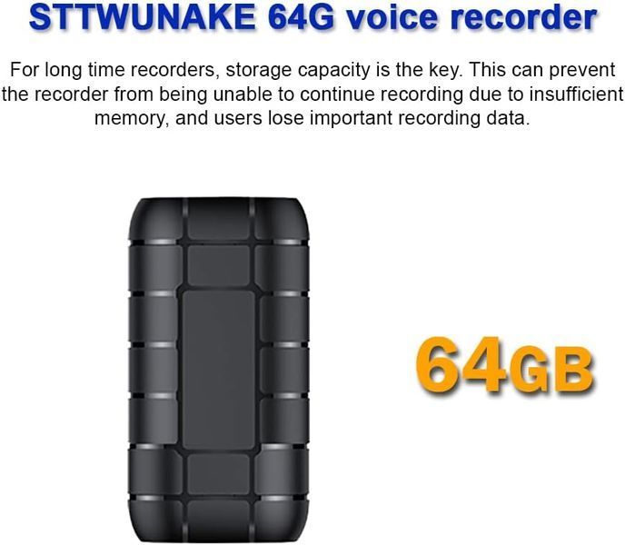 Магнитный мини-диктофон STTWUNAKE с голосовым управлением 64 ГБ фото