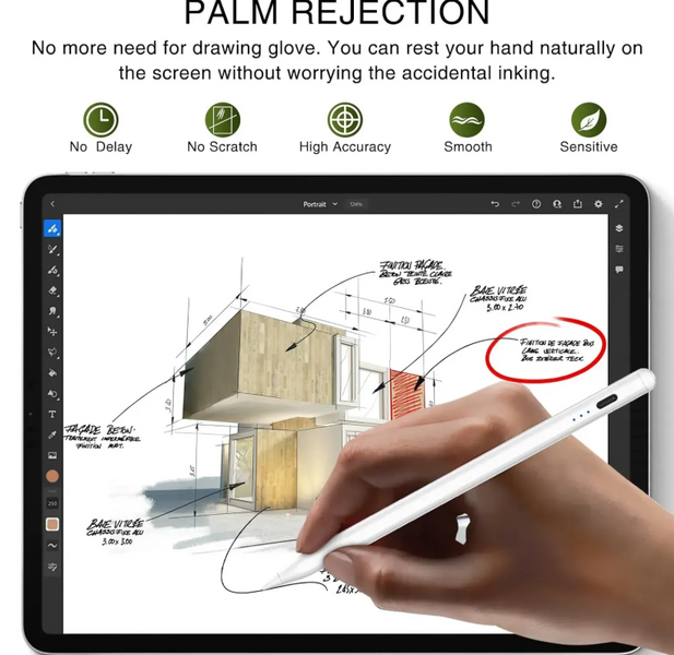 Стилус для iPad 2018&ndash;2025 с Palm Rejection и распознаванием наклона