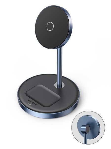 Настільна бездротова зарядна станція 2-в-1 для iPhone та AirPods фото