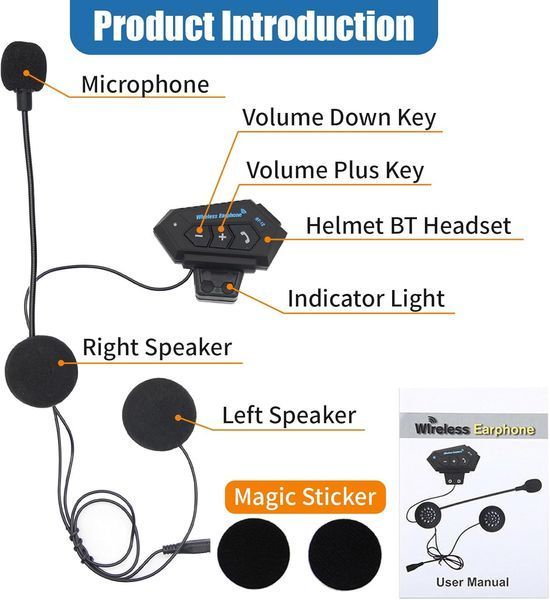 Мотоциклетна Bluetooth-гарнітура BT12 Dinhauyon