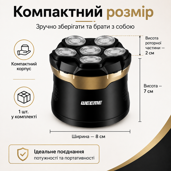 Бездротовий бритвений тример з 6 лезами та USB-зарядкою