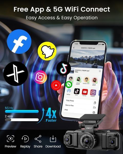 Відеореєстратор IIWEY N5 з 4 каналами та оглядом 360&deg;