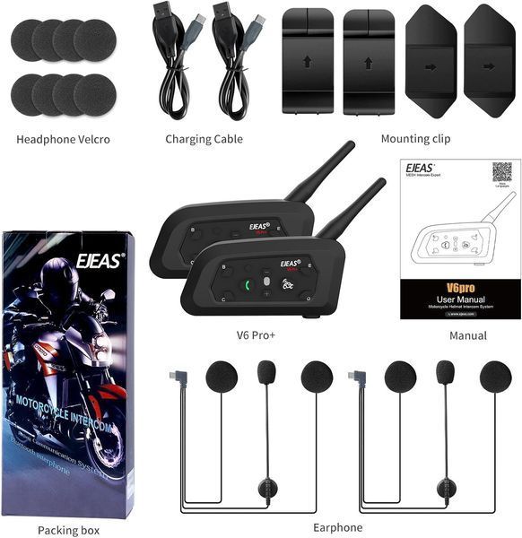 Система інтеркому для мотоциклетного шолома EJEAS V6 Pro+