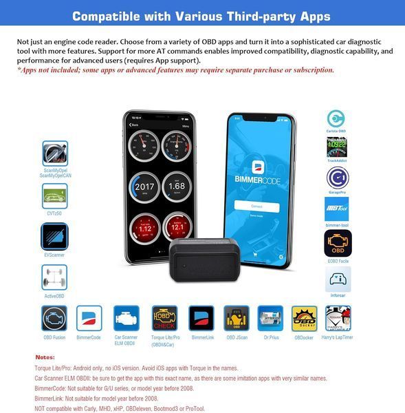 Діагностичний сканер Veepeak OBDCheck BLE+ Bluetooth OBD II