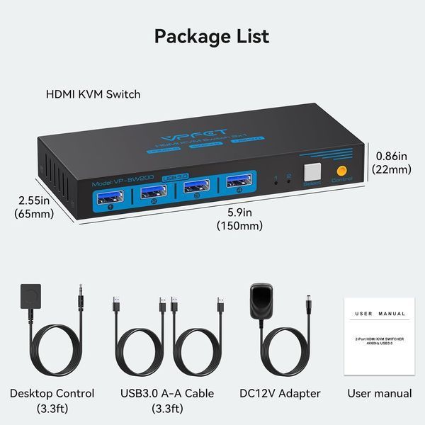 HDMI KVM-перемикач для 2 ПК та 1 монітора фото