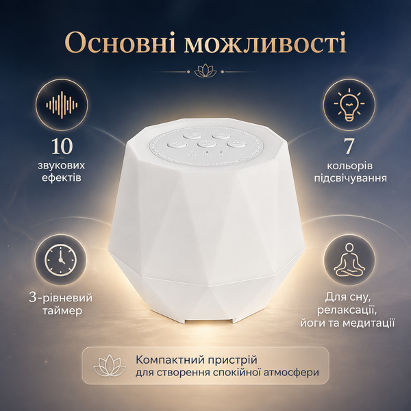 Настільний пристрій білого шуму для сну з нічником