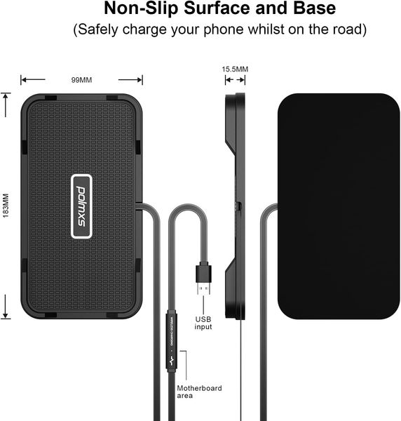 Беспроводное автомобильное зарядное устройство Polmxs 15W коврик