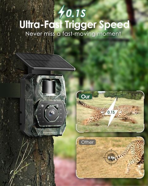 Камера для стеження дикої природи MAXDONE Solar Trail Camera 48 МП Wi-Fi Bluetooth фото