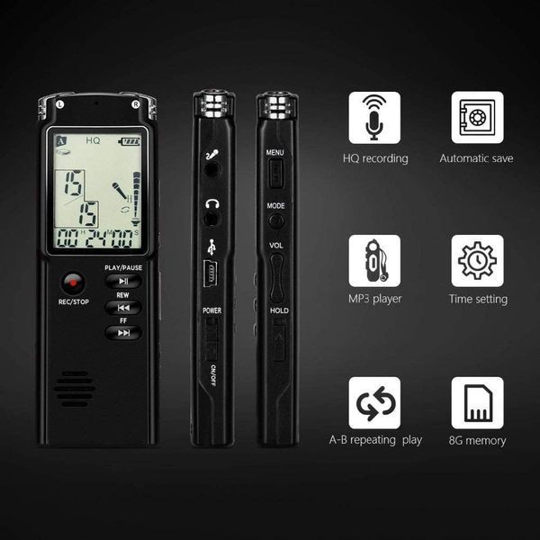 Багатофункціональний диктофон 64GB з РК-дисплеєм та MP3-плеєром фото