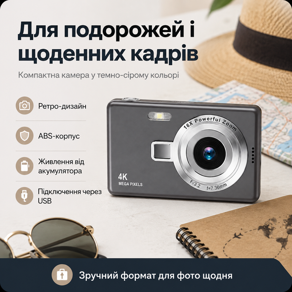 Портативний цифровий фотоапарат з автоматичним режимом зйомки фото
