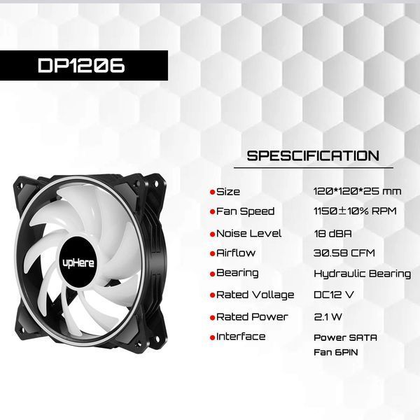 Комплект охолодження 120 мм з пультом upHere 3 RGB Fans Set  фото
