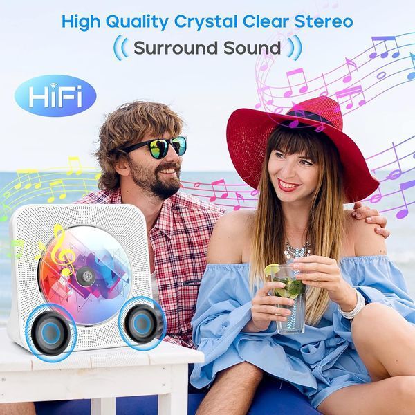 Портативний CD-програвач з Bluetooth, стереозвуком та динаміками фото