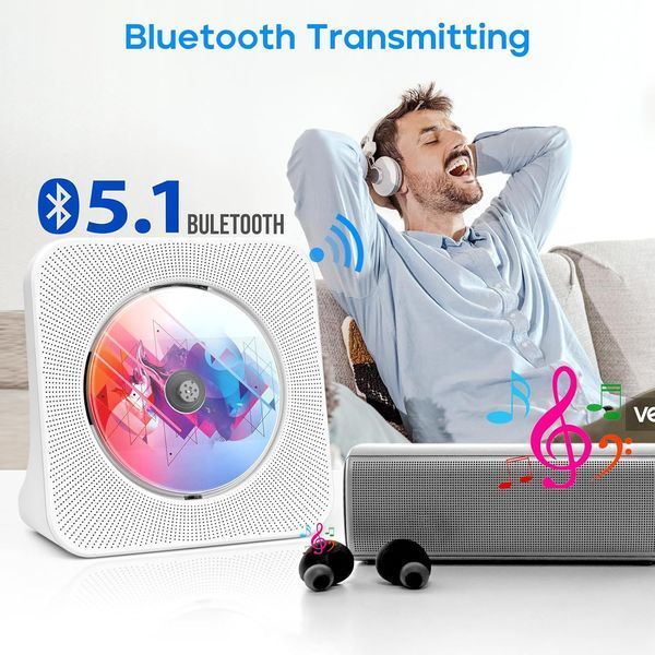 Портативний CD-програвач з Bluetooth, стереозвуком та динаміками фото