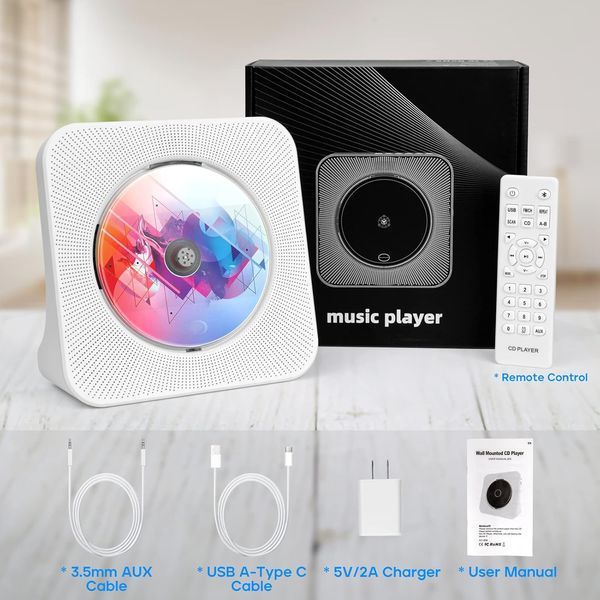 Портативний CD-програвач з Bluetooth, стереозвуком та динаміками фото