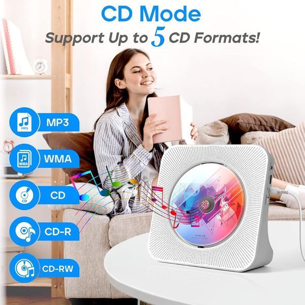 Портативний CD-програвач з Bluetooth, стереозвуком та динаміками фото