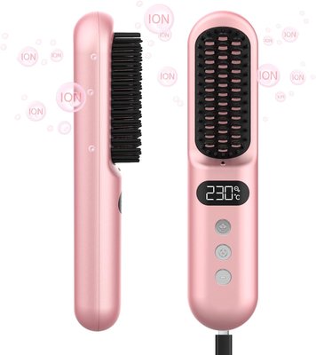 Випрямляюча щітка для укладання волосся Gabrella Hair Straightener Brush Pink