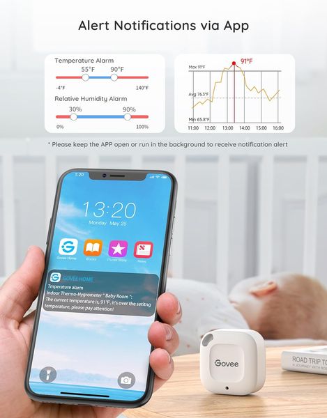Датчик влажности Govee гигрометр с уведомлением, хранением и экспортом данных