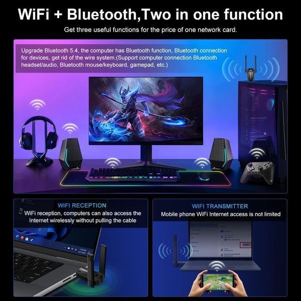 AX900M 2 в 1 USB Wi-Fi Bluetooth Dongle для ПК фото