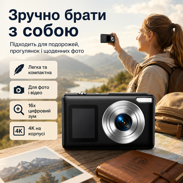Портативна цифрова камера 4K з роздільною здатністю 48 Мп фото