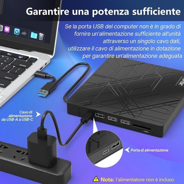 Зовнішній DVD-привід AGPTEK Slim USB 3.0 CD-DVD записувач з Ethernet-адаптером фото