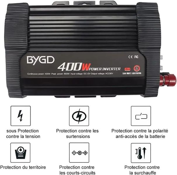 Автомобильный инвертор BYGD 12 V 220 V 400 W/800W  преобразователь фото