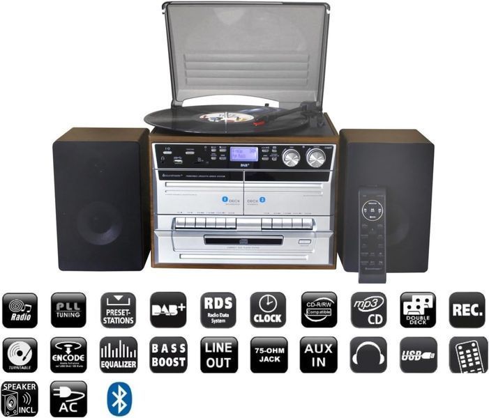 Програвач вінілу Soundmaster MCD5550DBR з радіо DAB+/FM, CD/MP3 фото